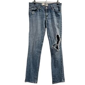 Abercrombie & Fitch Jeans Women 8L 29x35 Blue Denim Straight Leg Grunge Classic
